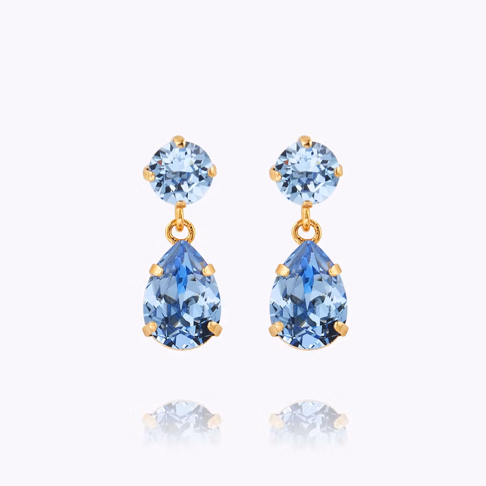 Mini Drop Earrings Gold/ Light Sapphire