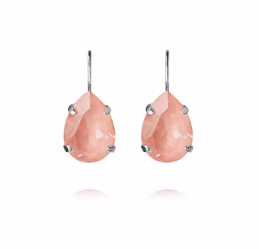 Mini Drop Clasp Earrings Rhodium/ Flamingo Ignite