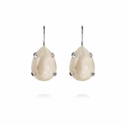Mini Drop Clasp Earrings Rhodium/ Linen Ignite