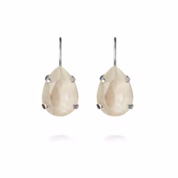 Mini Drop Clasp Earrings Rhodium/ Linen Ignite