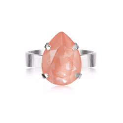 Mini Drop Ring Rhodium/ Flamingo Ignite