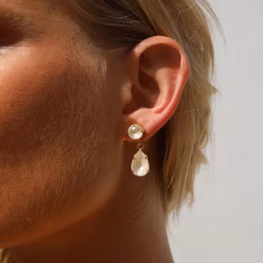 Mini Drop Earrings Gold/ Linen Ignite