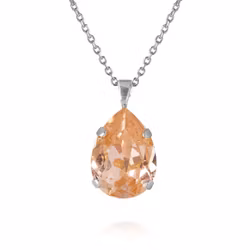 Mini Drop Necklace Rhodium/ Light Peach