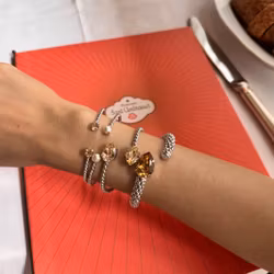 Mini Drop Bracelet Rhodium/ Light Peach