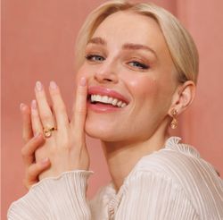 Mini Drop Ring Rhodium/ Light Peach