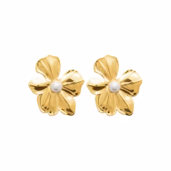 Fleur Pearl Earrings Gold PVD