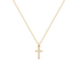 Cross cz Necklace Gold