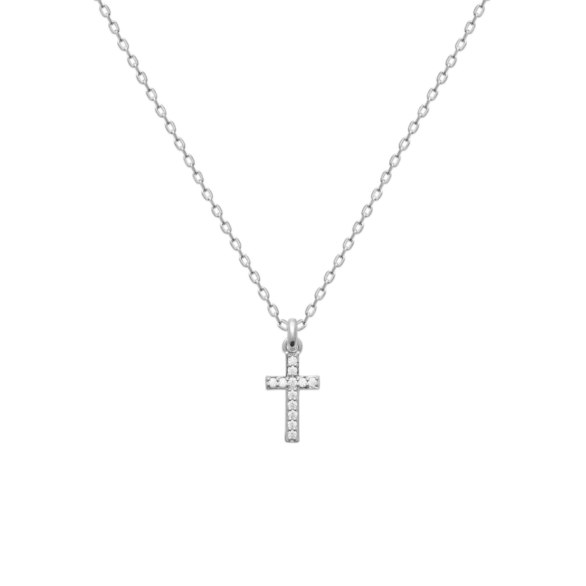Cross cz Necklace Silver