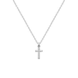 Cross cz Necklace Silver