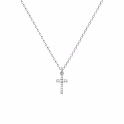 Cross cz Necklace Silver