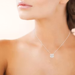 Clover cz Necklace Silver