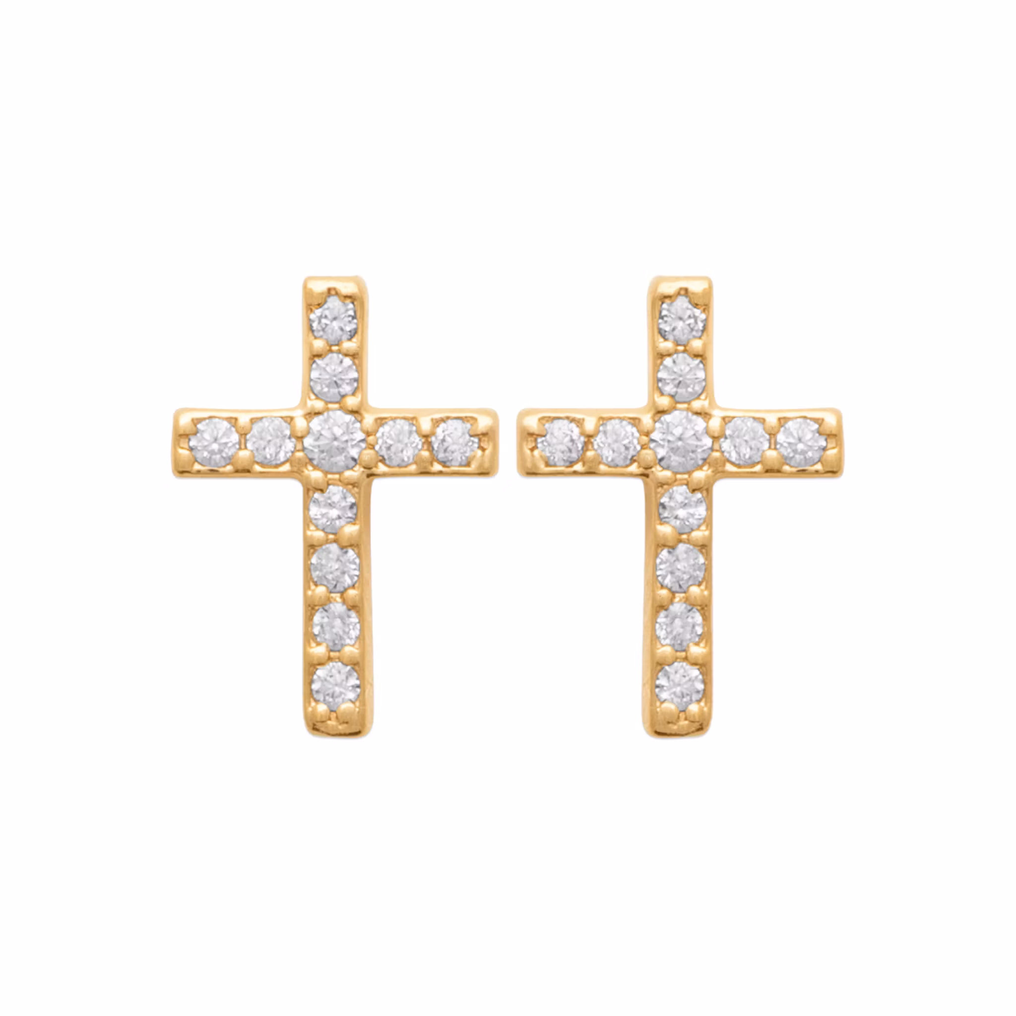 Cross CZ Earrings Gold