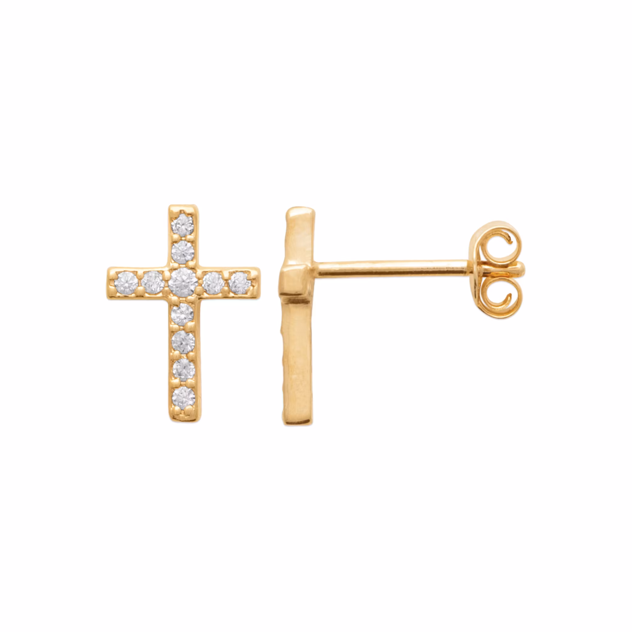 Cross CZ Earrings Gold