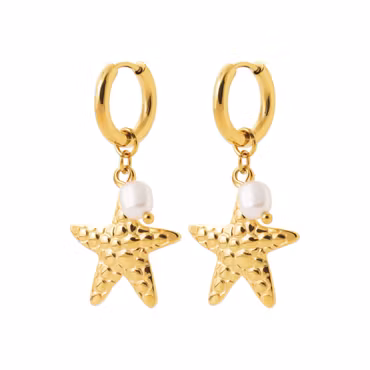 Seastar Pearl Earrings Gold PVD