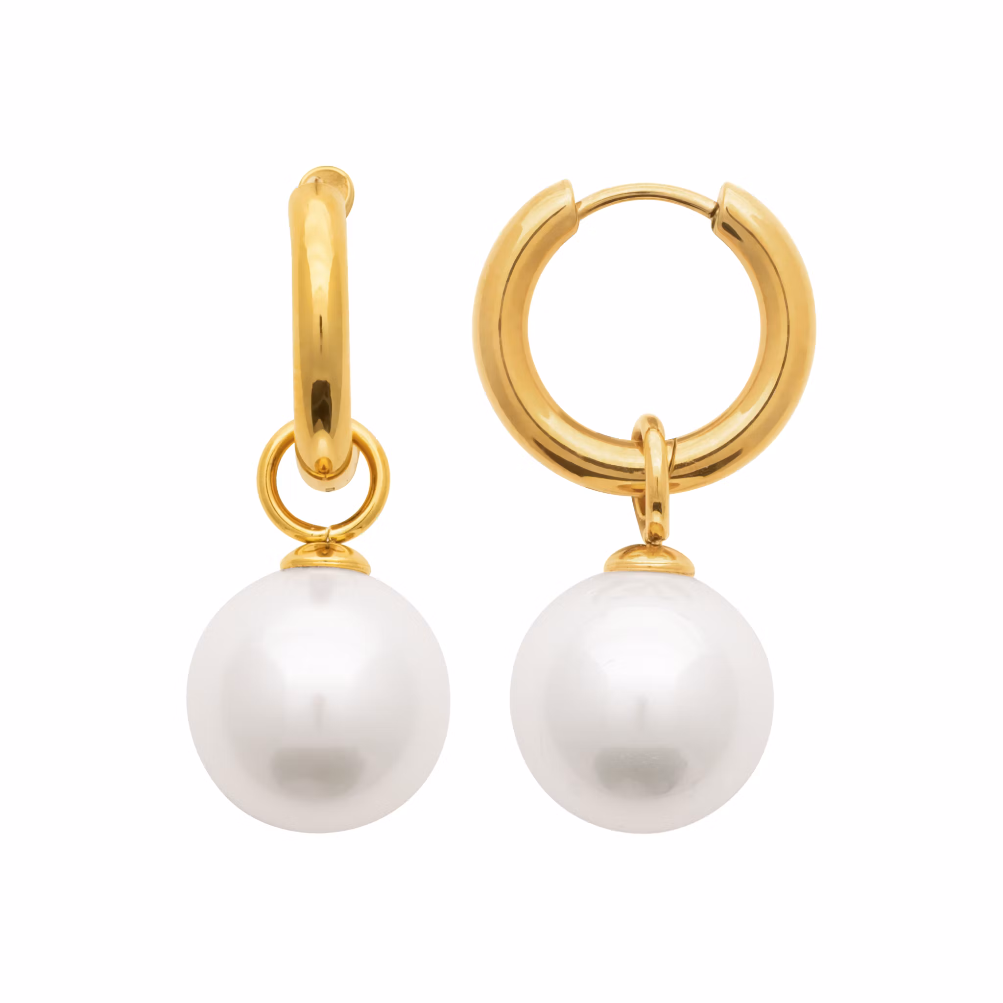 Pearl Hoop Earrings Gold