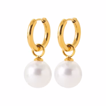 Pearl Hoop Earrings Gold