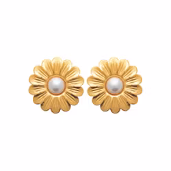 Flower Pearl Earrings Gold