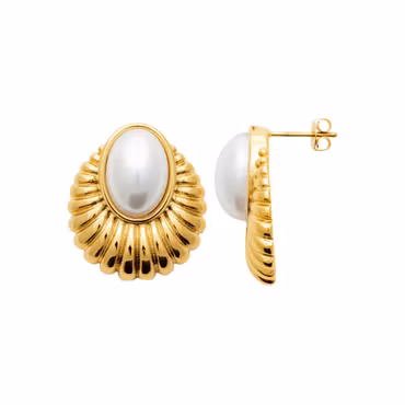 Riviera Pearl Earrings Gold