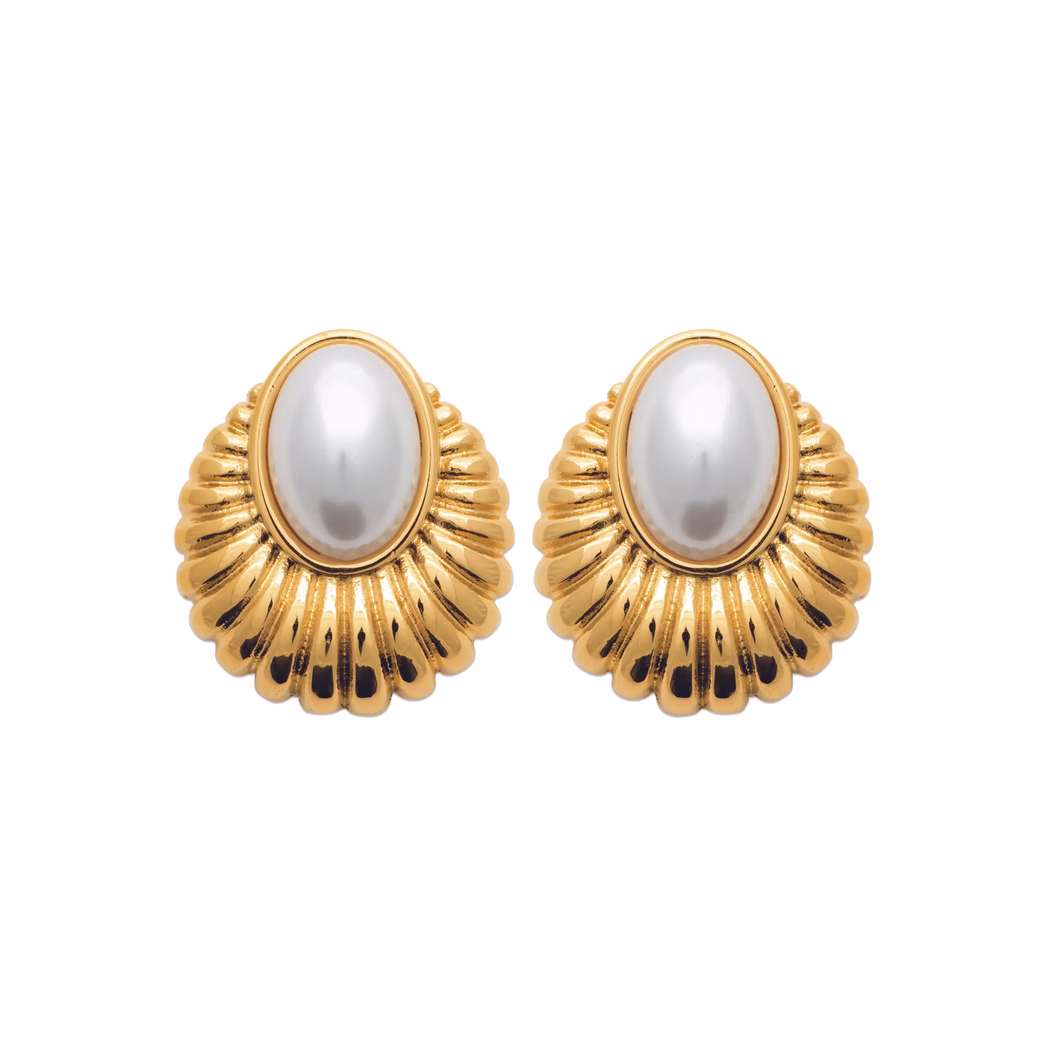Riviera Pearl Earrings Gold