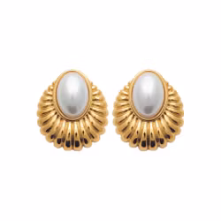 Riviera Pearl Earrings Gold