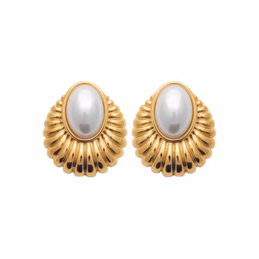 Riviera Pearl Earrings Gold