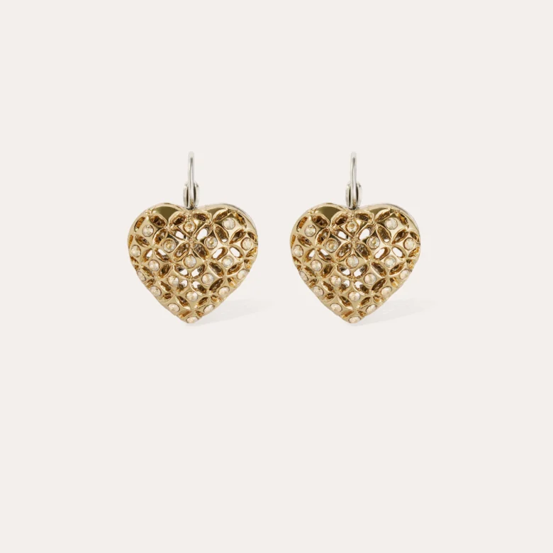 Coracao Strass Earrings Bicolor