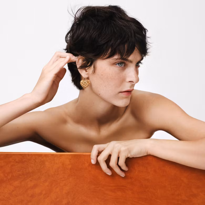 Coracao Strass Earrings Bicolor