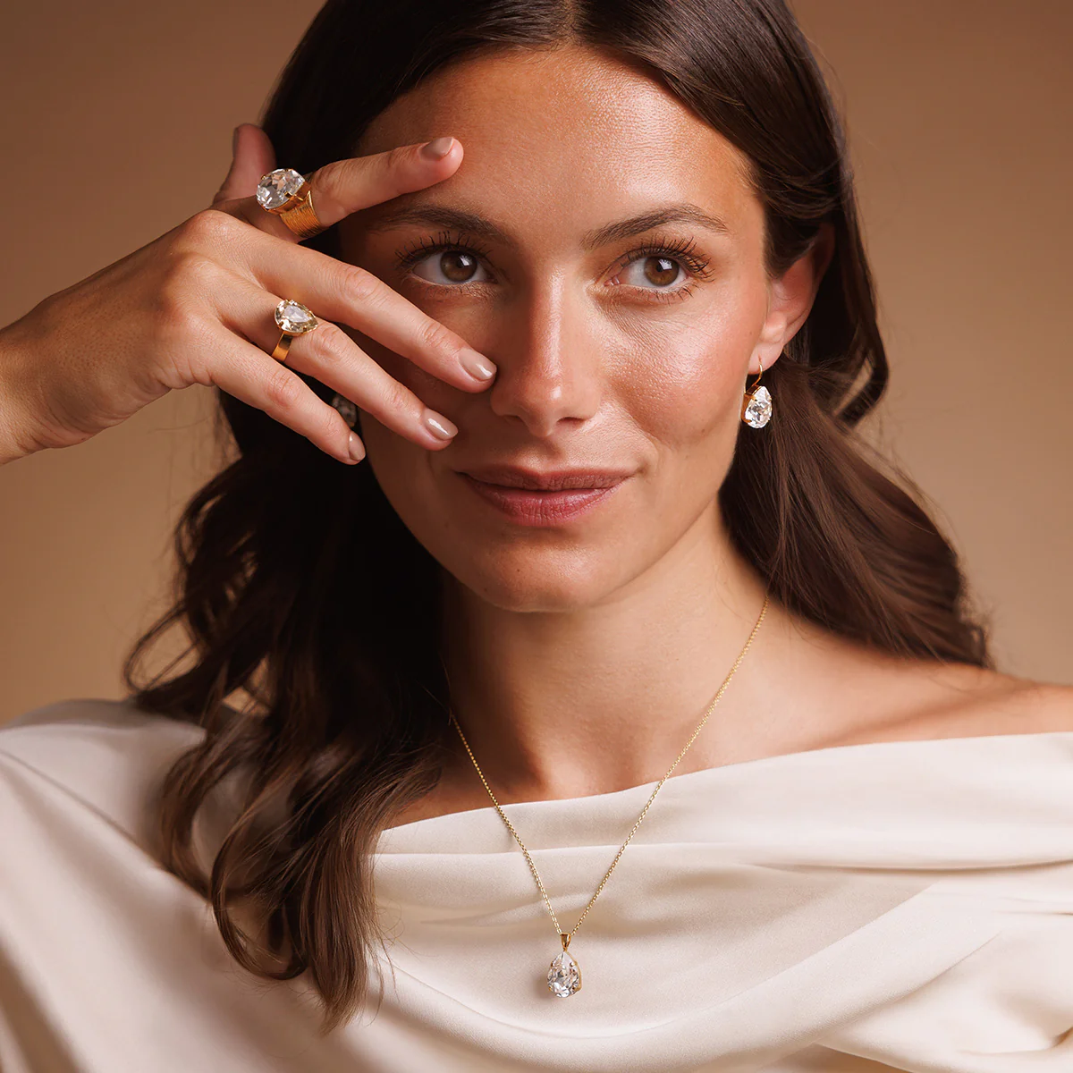 Mini Drop Ring Gold/ Crystal