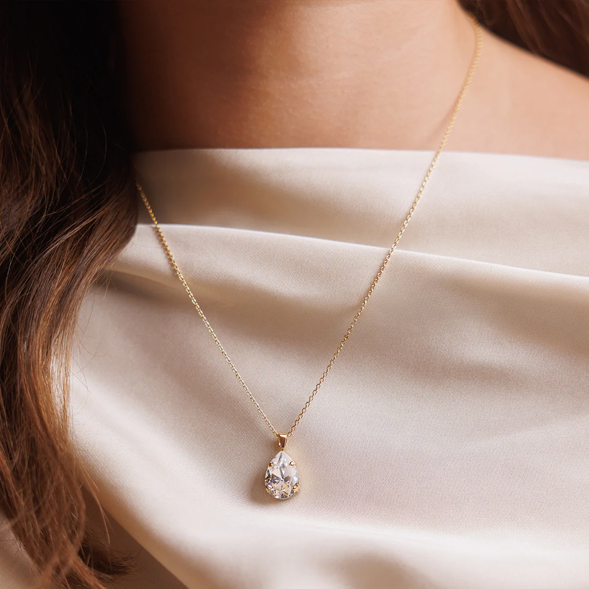 Mini Drop Necklace Gold/ Crystal