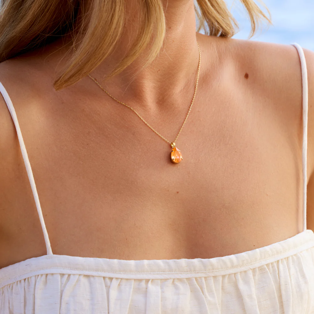 Mini Drop Necklace Gold/ Mango Delite