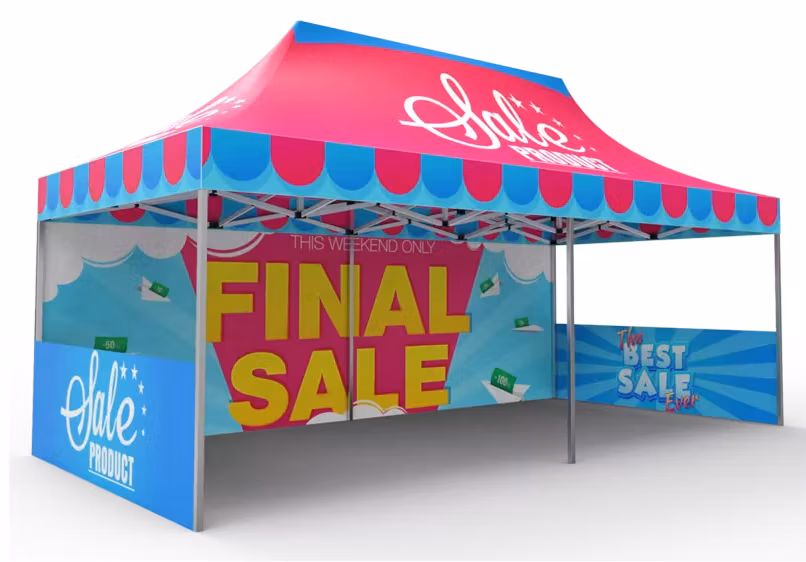 Popup Tält stativ stål 2,5x2,5m + Fulltryckt takduk