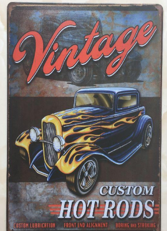 Plåtskylt Vintage Hotrod