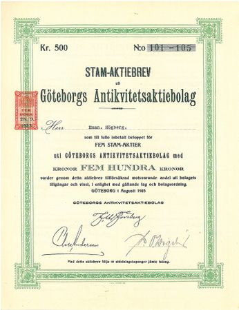 Göteborgs Antikvitets AB, 100 kr
