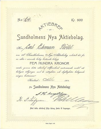 Sundholmens Nya AB, 1907