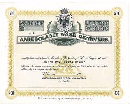 Wäse Grynverk, AB, 500 kr