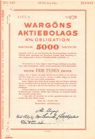 Wargöns AB, Obligation