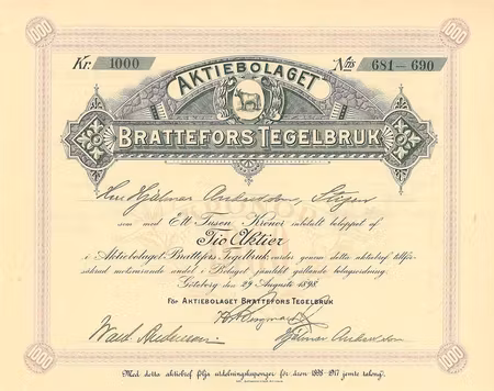 Brattefors Tegelbruk AB, 1 000 kr, 1898