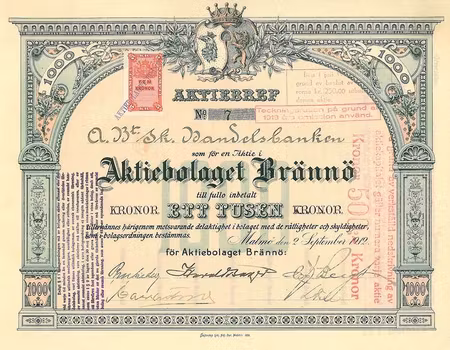 Brännö AB, 1 000 kr, 1912