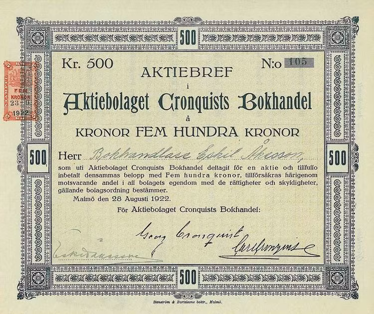 Cronquists Bokhandel, AB