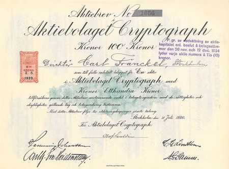 Cryptograph, AB, 100 kr.