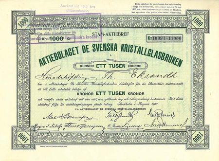 De Svenska Kristallglasbruken AB, 1903