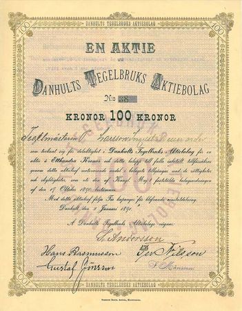 Danhults Tegelbruks AB, 1891