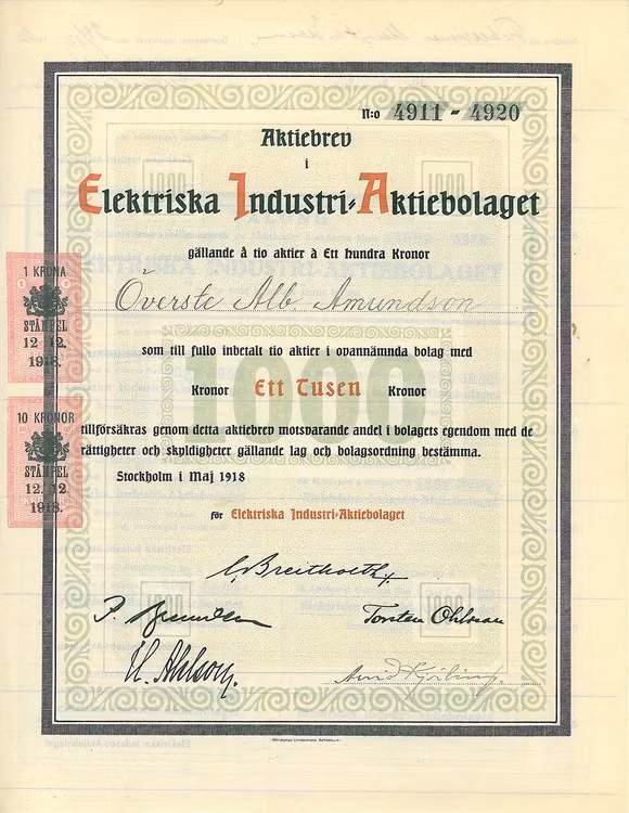 Elektriska Industri AB, 1000 kr