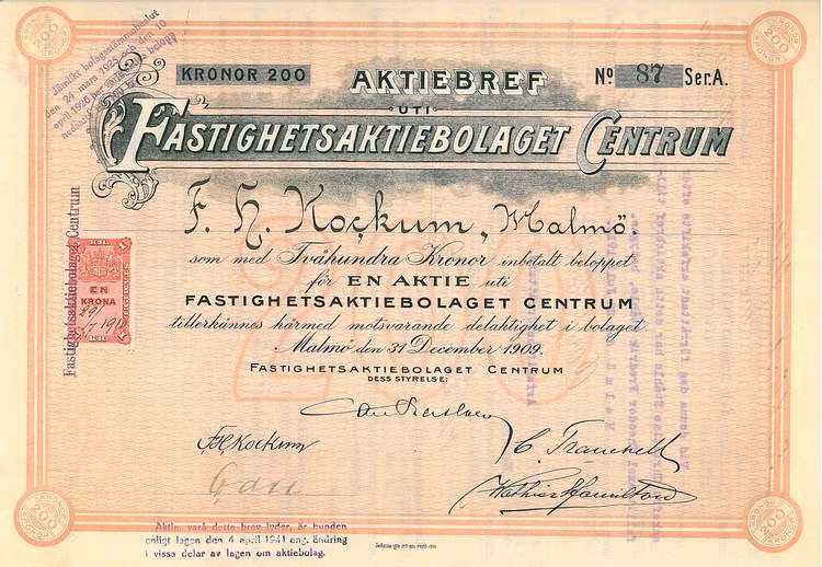 Fastighets AB Centrum, 200 kr