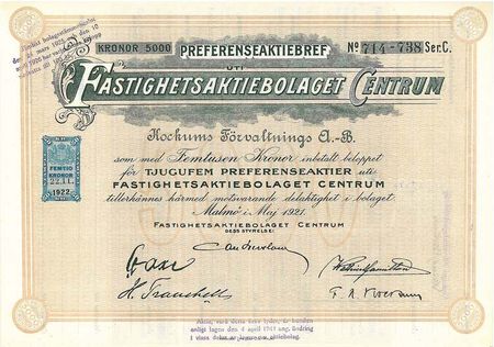 Fastighets AB Centrum, 5000 kr