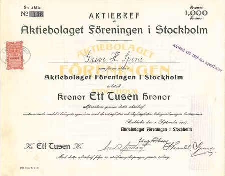 Föreningen i Stockholm, AB, 1917