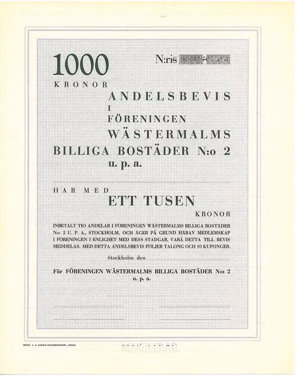 Föreningen Wästermalms Billiga Bostäder N:o 2