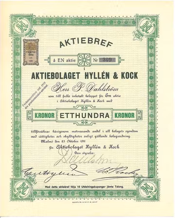 Hyllén & Kock, AB, 1911