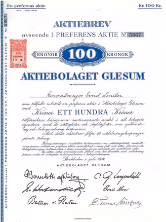 Glesum, AB, 100 kr
