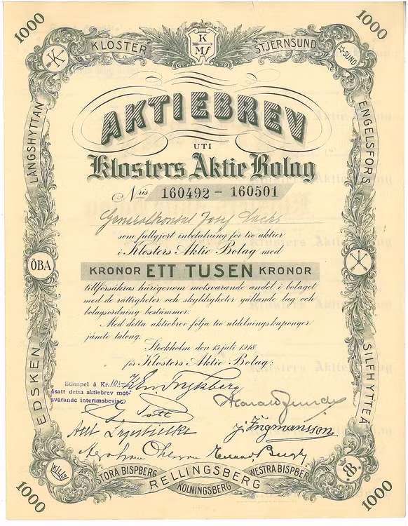 Klosters AB, 1 000 kr
